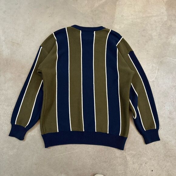 John Ashford VTG 90s Sweater Mens Large Green Blue Vertical Stripe Cotton Heavy - Picture 7 of 8